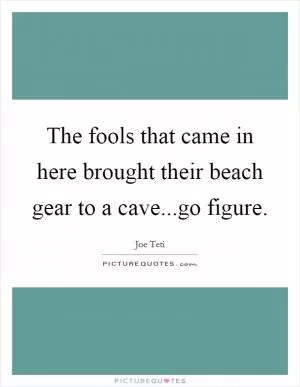 The fools that came in here brought their beach gear to a cave...go figure Picture Quote #1