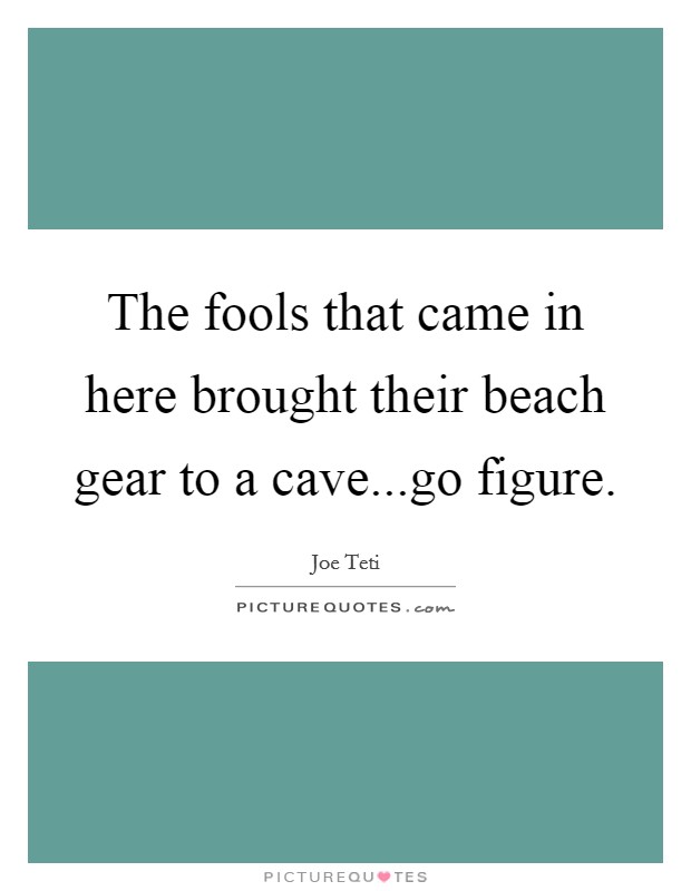 The fools that came in here brought their beach gear to a cave...go figure. Picture Quote #1