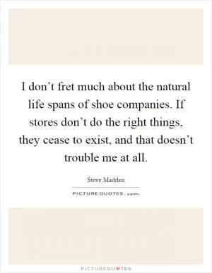 I don’t fret much about the natural life spans of shoe companies. If stores don’t do the right things, they cease to exist, and that doesn’t trouble me at all Picture Quote #1