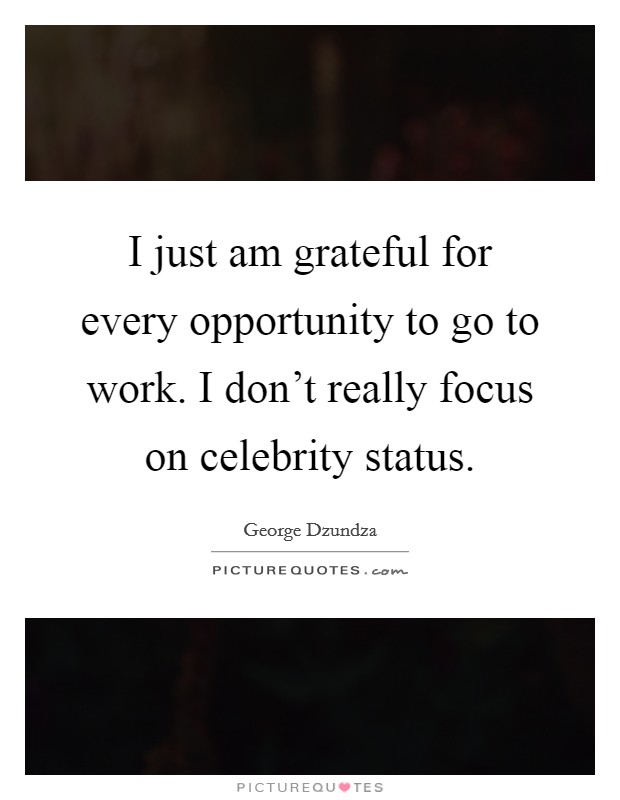 I just am grateful for every opportunity to go to work. I don't really focus on celebrity status. Picture Quote #1