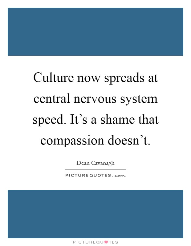 Culture now spreads at central nervous system speed. It's a shame that compassion doesn't. Picture Quote #1