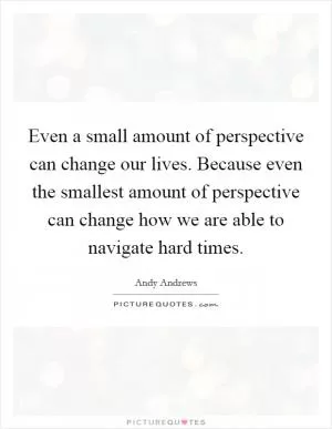 Even a small amount of perspective can change our lives. Because even the smallest amount of perspective can change how we are able to navigate hard times Picture Quote #1