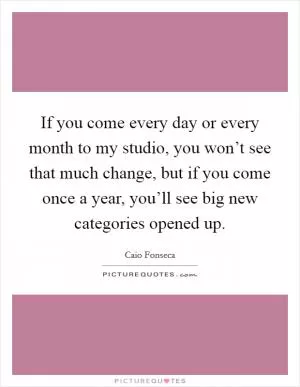 If you come every day or every month to my studio, you won’t see that much change, but if you come once a year, you’ll see big new categories opened up Picture Quote #1