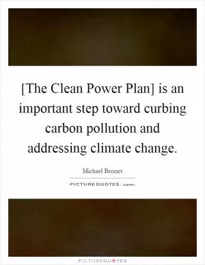 [The Clean Power Plan] is an important step toward curbing carbon pollution and addressing climate change Picture Quote #1