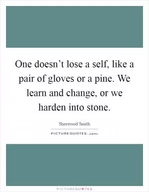 One doesn’t lose a self, like a pair of gloves or a pine. We learn and change, or we harden into stone Picture Quote #1
