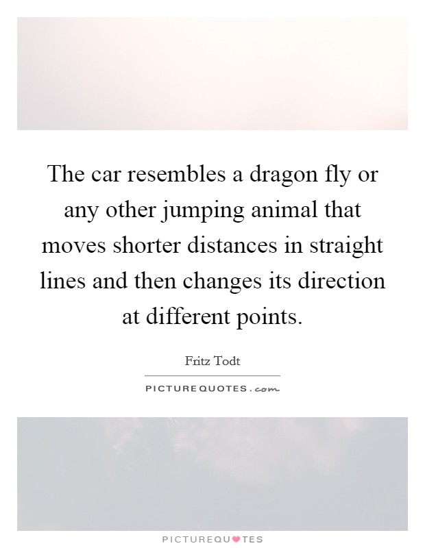 The car resembles a dragon fly or any other jumping animal that moves shorter distances in straight lines and then changes its direction at different points. Picture Quote #1