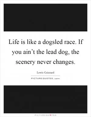 Life is like a dogsled race. If you ain’t the lead dog, the scenery never changes Picture Quote #1