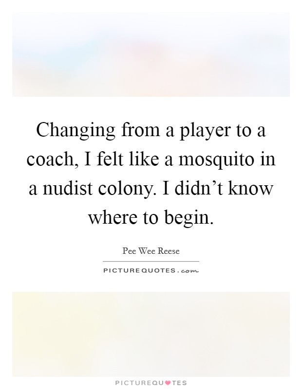 Changing from a player to a coach, I felt like a mosquito in a nudist colony. I didn't know where to begin. Picture Quote #1