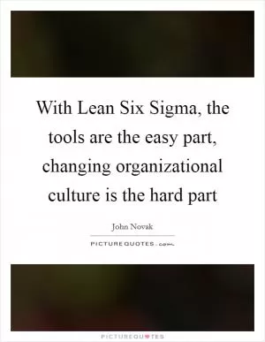 With Lean Six Sigma, the tools are the easy part, changing organizational culture is the hard part Picture Quote #1