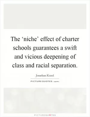 The ‘niche’ effect of charter schools guarantees a swift and vicious deepening of class and racial separation Picture Quote #1