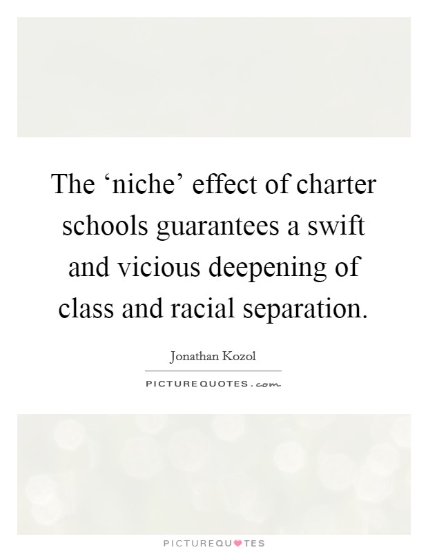 The ‘niche' effect of charter schools guarantees a swift and vicious deepening of class and racial separation. Picture Quote #1