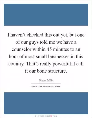 I haven’t checked this out yet, but one of our guys told me we have a counselor within 45 minutes to an hour of most small businesses in this country. That’s really powerful. I call it our bone structure Picture Quote #1