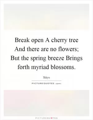 Break open A cherry tree And there are no flowers; But the spring breeze Brings forth myriad blossoms Picture Quote #1