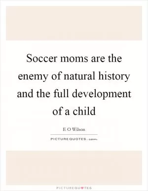 Soccer moms are the enemy of natural history and the full development of a child Picture Quote #1