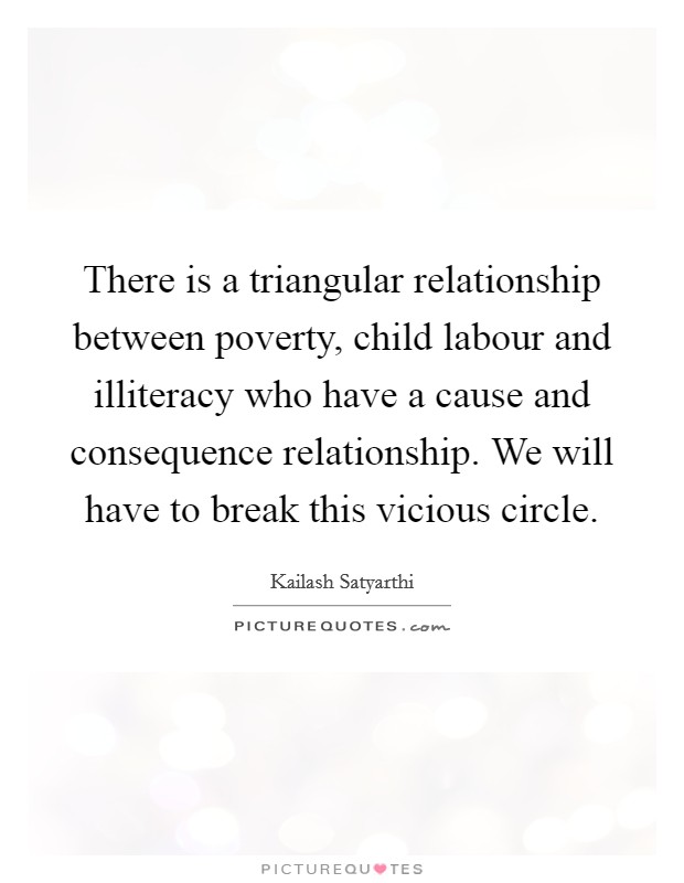 There is a triangular relationship between poverty, child labour and illiteracy who have a cause and consequence relationship. We will have to break this vicious circle. Picture Quote #1