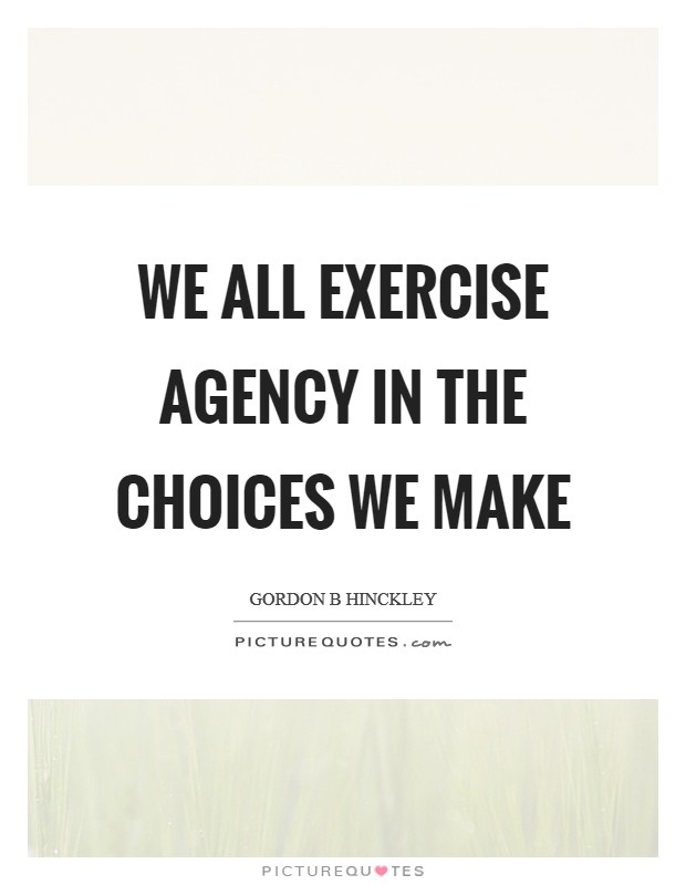 We all exercise agency in the choices we make Picture Quote #1