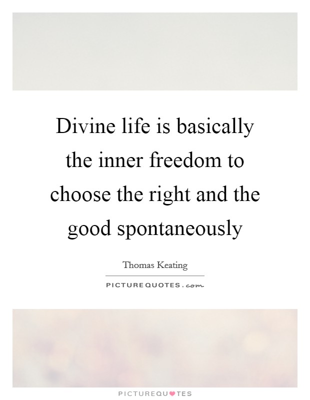 Divine life is basically the inner freedom to choose the right and the good spontaneously Picture Quote #1