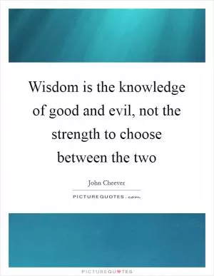 Wisdom is the knowledge of good and evil, not the strength to choose between the two Picture Quote #1
