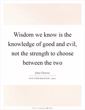 Wisdom we know is the knowledge of good and evil, not the strength to choose between the two Picture Quote #1