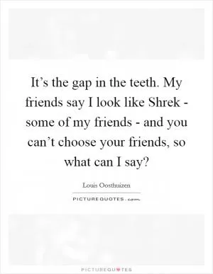 It’s the gap in the teeth. My friends say I look like Shrek - some of my friends - and you can’t choose your friends, so what can I say? Picture Quote #1