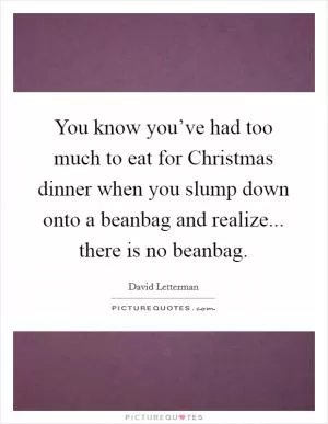 You know you’ve had too much to eat for Christmas dinner when you slump down onto a beanbag and realize... there is no beanbag Picture Quote #1