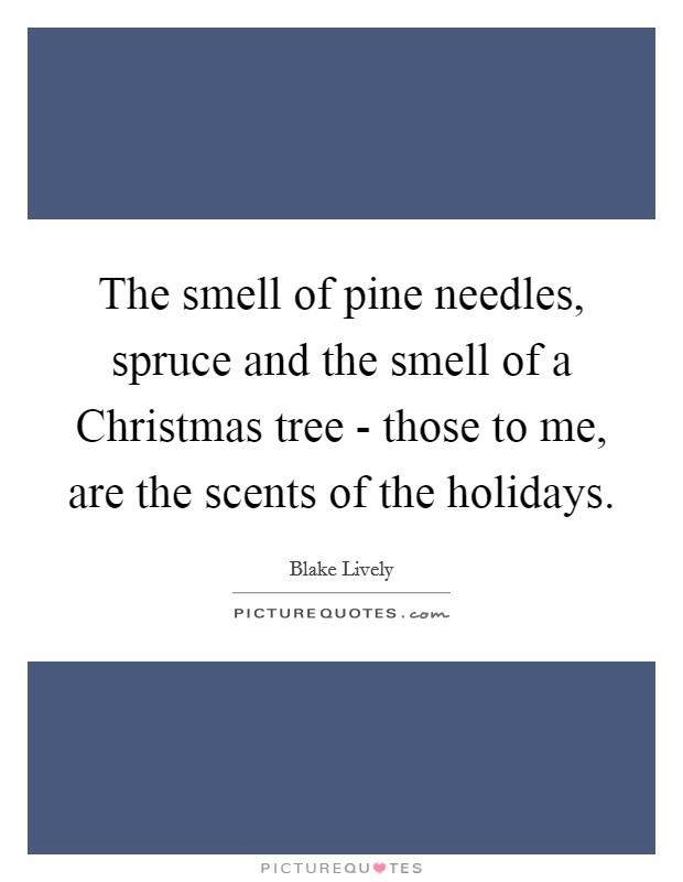 The smell of pine needles, spruce and the smell of a Christmas tree - those to me, are the scents of the holidays. Picture Quote #1