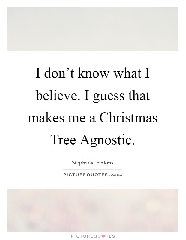 I don't know what I believe. I guess that makes me a Christmas Tree Agnostic. Picture Quote #1