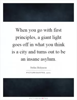 When you go with first principles, a giant light goes off in what you think is a city and turns out to be an insane asylum Picture Quote #1