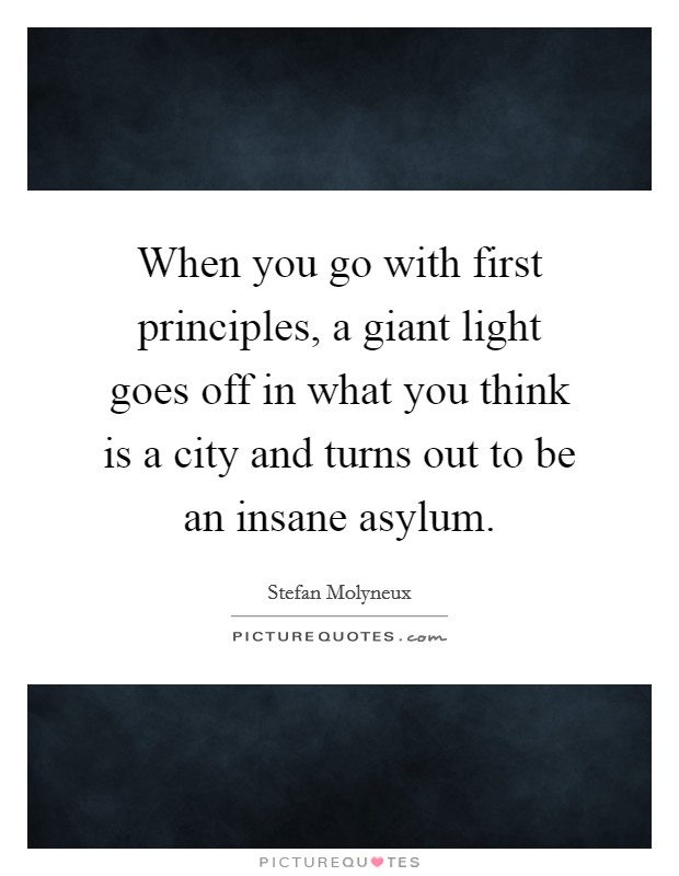When you go with first principles, a giant light goes off in what you think is a city and turns out to be an insane asylum. Picture Quote #1