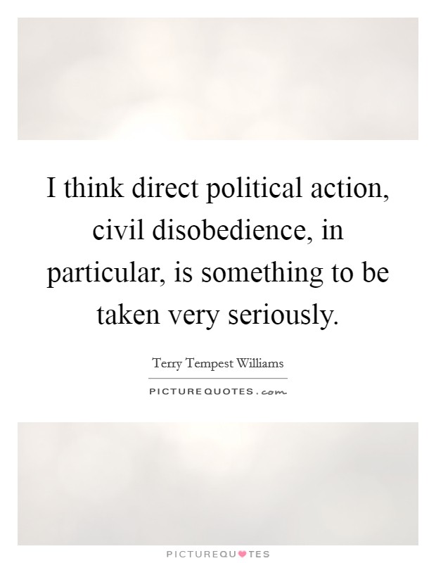 I think direct political action, civil disobedience, in particular, is something to be taken very seriously. Picture Quote #1