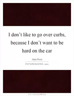 I don’t like to go over curbs, because I don’t want to be hard on the car Picture Quote #1