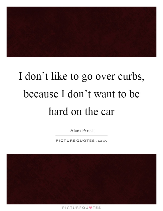 I don't like to go over curbs, because I don't want to be hard on the car Picture Quote #1