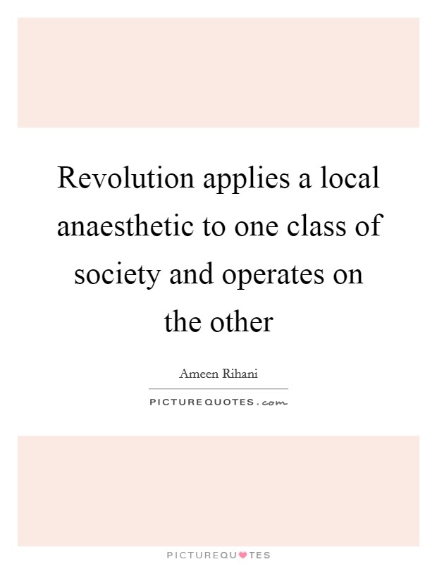 Revolution applies a local anaesthetic to one class of society and operates on the other Picture Quote #1