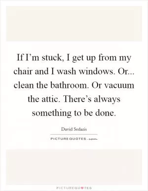 If I’m stuck, I get up from my chair and I wash windows. Or... clean the bathroom. Or vacuum the attic. There’s always something to be done Picture Quote #1