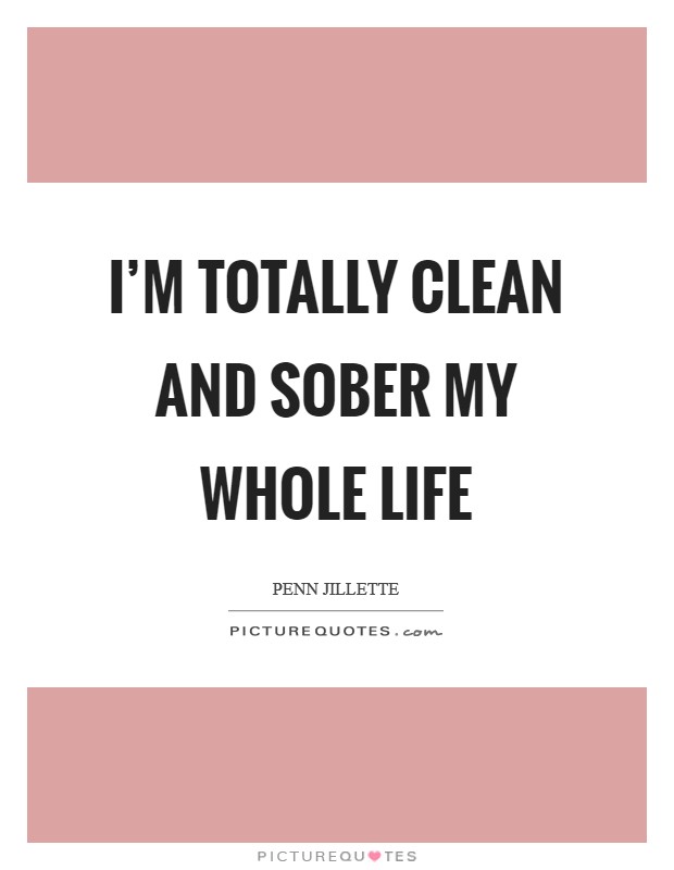 I'm totally clean and sober my whole life Picture Quote #1