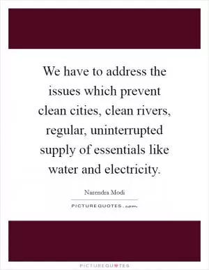 We have to address the issues which prevent clean cities, clean rivers, regular, uninterrupted supply of essentials like water and electricity Picture Quote #1
