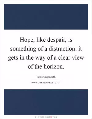 Hope, like despair, is something of a distraction: it gets in the way of a clear view of the horizon Picture Quote #1