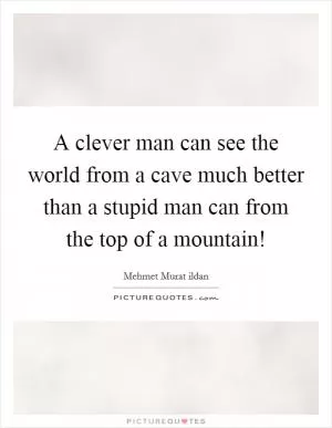 A clever man can see the world from a cave much better than a stupid man can from the top of a mountain! Picture Quote #1
