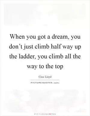 When you got a dream, you don’t just climb half way up the ladder, you climb all the way to the top Picture Quote #1