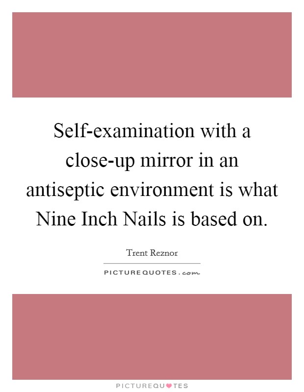 Self-examination with a close-up mirror in an antiseptic environment is what Nine Inch Nails is based on. Picture Quote #1