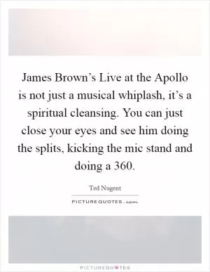 James Brown’s Live at the Apollo is not just a musical whiplash, it’s a spiritual cleansing. You can just close your eyes and see him doing the splits, kicking the mic stand and doing a 360 Picture Quote #1