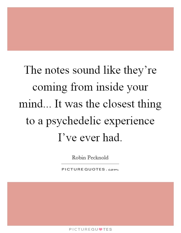 The notes sound like they're coming from inside your mind... It was the closest thing to a psychedelic experience I've ever had. Picture Quote #1