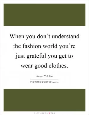 When you don’t understand the fashion world you’re just grateful you get to wear good clothes Picture Quote #1