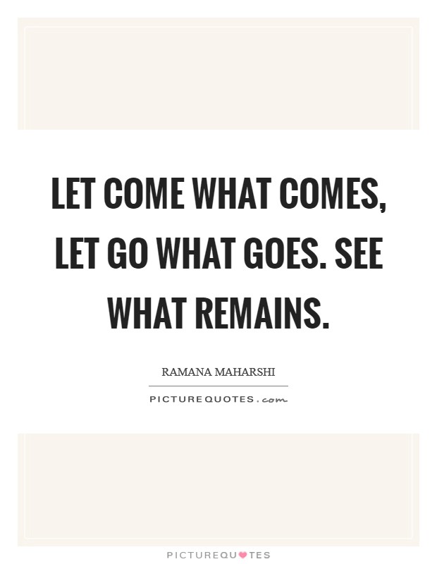Let come what comes, let go what goes. See what remains. Picture Quote #1