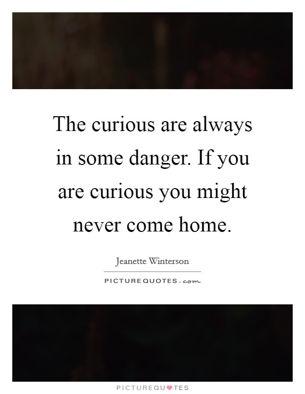 The curious are always in some danger. If you are curious you might never come home. Picture Quote #1