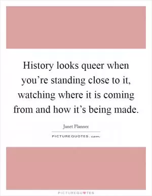 History looks queer when you’re standing close to it, watching where it is coming from and how it’s being made Picture Quote #1