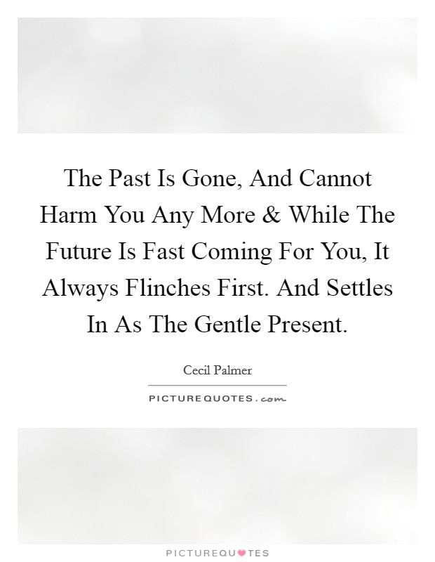 The Past Is Gone, And Cannot Harm You Any More and While The Future Is Fast Coming For You, It Always Flinches First. And Settles In As The Gentle Present. Picture Quote #1
