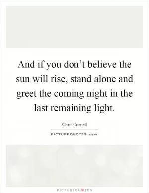 And if you don’t believe the sun will rise, stand alone and greet the coming night in the last remaining light Picture Quote #1
