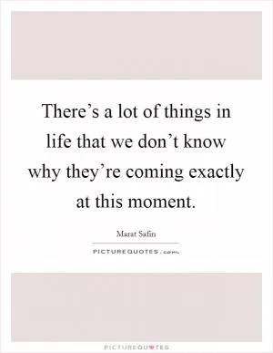 There’s a lot of things in life that we don’t know why they’re coming exactly at this moment Picture Quote #1