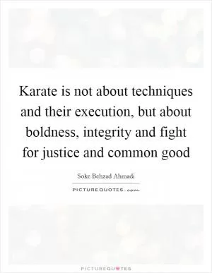 Karate is not about techniques and their execution, but about boldness, integrity and fight for justice and common good Picture Quote #1